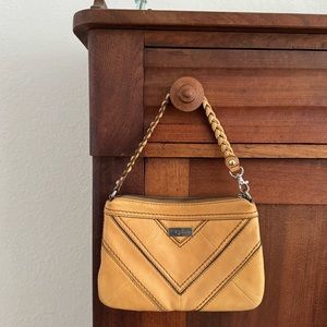 Fossil Leather Clutch with Chevron Stitching